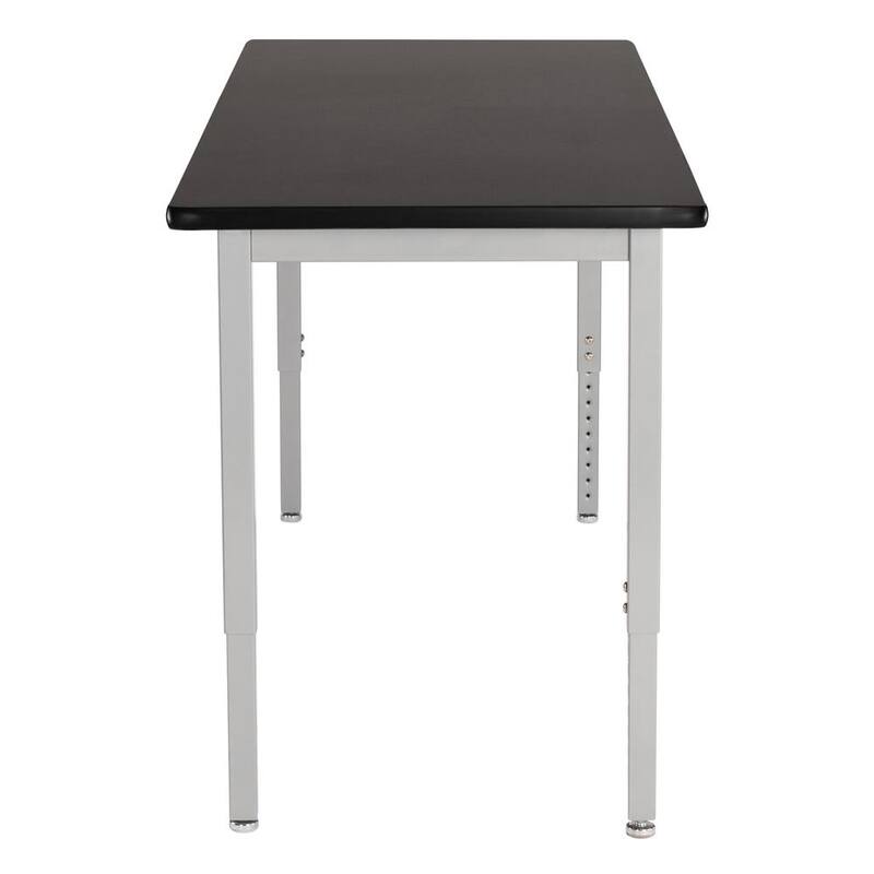 Mesa ajustable de altura resistente de 48 pulgadas de ancho por 24 pulgadas de profundidad con marco gris y superficie negra - SLT8-2448H de National Public Seating
