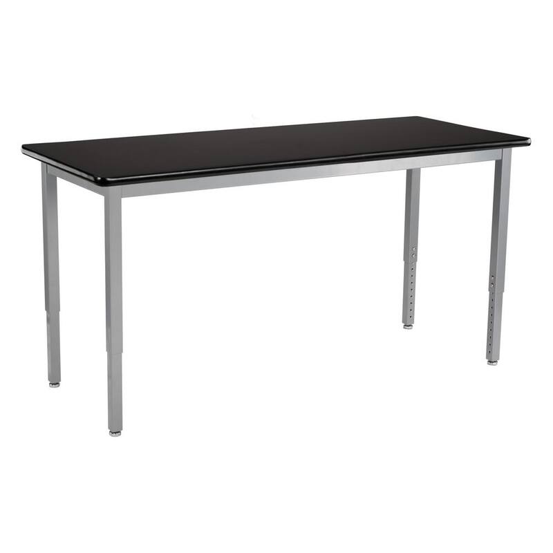 Mesa ajustable de altura resistente de 48 pulgadas de ancho por 24 pulgadas de profundidad con marco gris y superficie negra - SLT8-2448H de National Public Seating