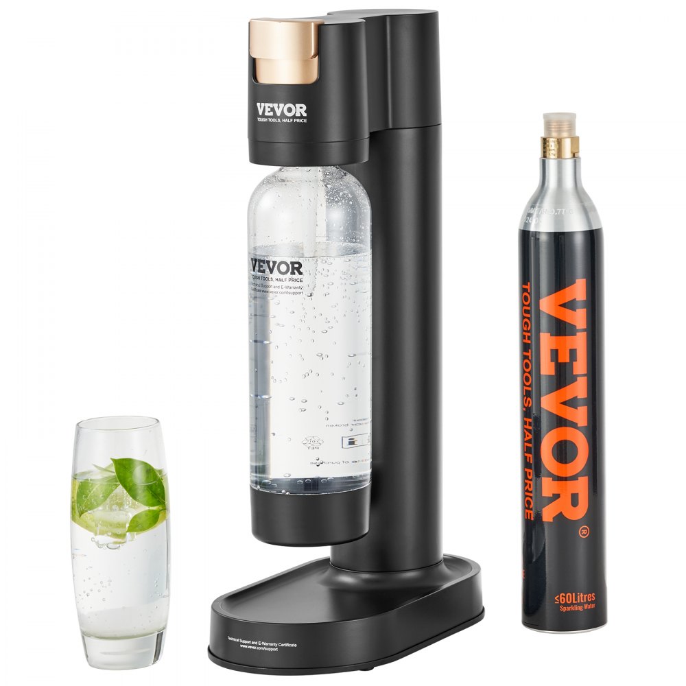 VEVOR Sparkling Water Maker, Soda Maker Machine for Home Carbonating, Seltzer Water Starter Kit with BPA-free 1L PET Bottle, CO2 Cylinder, Compatible with Mainstream Screw-in 60L CO2 Cylinder - SDSJHCO2QP1LAO1O2V0