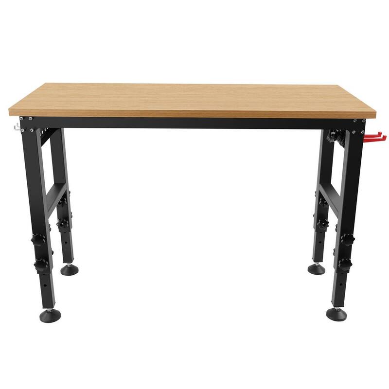 Siavonce 48 pulgadas Banco de trabajo ajustable con toma de corriente, Banco de trabajo de madera dura de alta capacidad de carga pesada adecuado para taller, garaje - XMJ-P179960