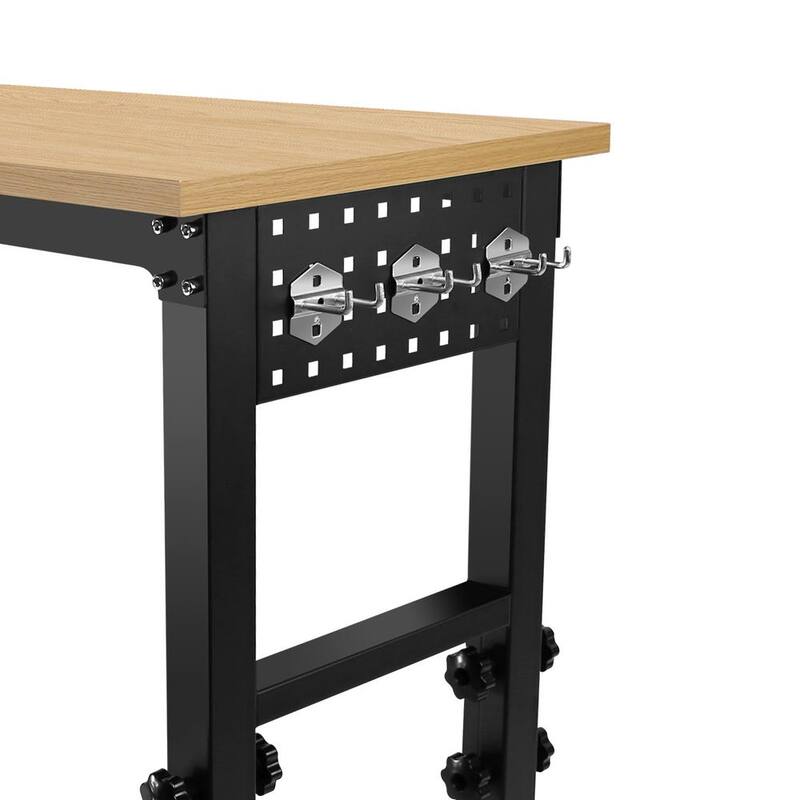 Siavonce 48 pulgadas Banco de trabajo ajustable con toma de corriente, Banco de trabajo de madera dura de alta capacidad de carga pesada adecuado para taller, garaje - XMJ-P179960