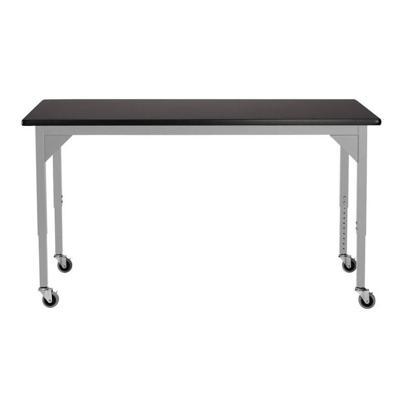 Banco de Trabajo Ajustable de Altura Resistente de 72 pulgadas de Ancho x 30 pulgadas de Profundidad con Estructura Gris y Tapa Negra