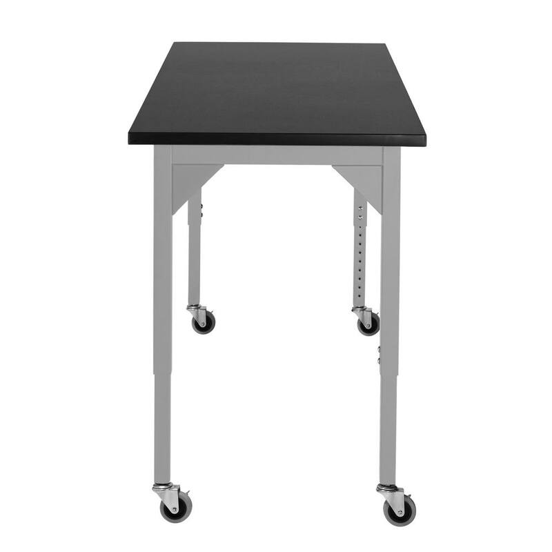 Banco de Trabajo Ajustable de Altura Resistente de 72 pulgadas de Ancho x 30 pulgadas de Profundidad con Estructura Gris y Tapa Negra