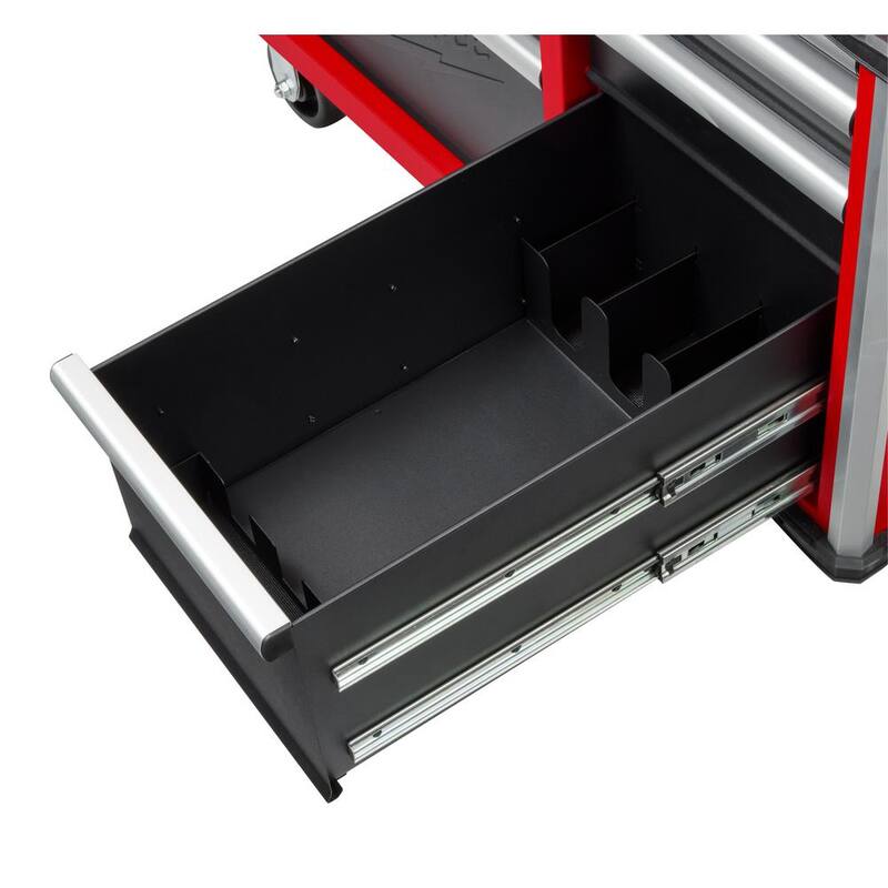 Almacenamiento de herramientas Milwaukee 41 pulgadas de ancho x 22 pulgadas de profundidad, Combo de cofre de herramientas rojo rodante pesado - 48-22-8549