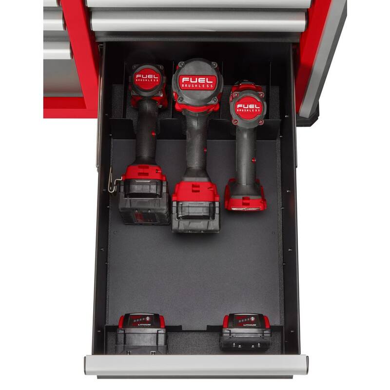 Almacenamiento de herramientas Milwaukee 41 pulgadas de ancho x 22 pulgadas de profundidad, Combo de cofre de herramientas rojo rodante pesado - 48-22-8549
