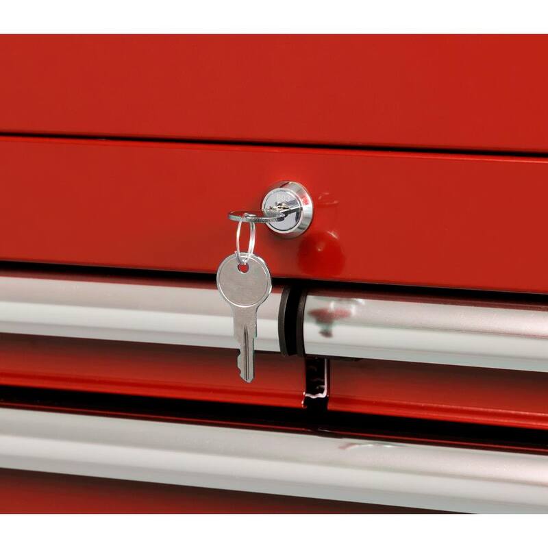 Almacenamiento de herramientas Husky de 27 pulgadas de ancho x 18 pulgadas de profundidad, combo de cofre de herramientas rodante estándar en rojo - H27CH5TR5RED