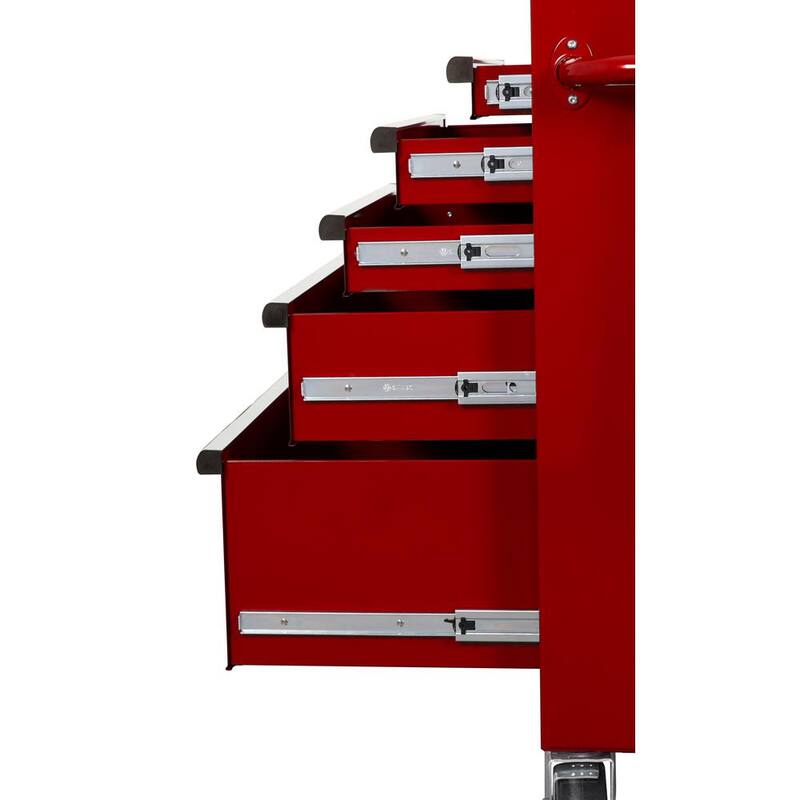 Almacenamiento de herramientas Husky de 27 pulgadas de ancho x 18 pulgadas de profundidad, combo de cofre de herramientas rodante estándar en rojo - H27CH5TR5RED