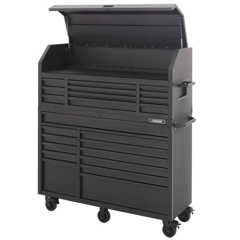 Tórax de herramientas rodante de combinación de 23 cajones de alta resistencia de 56 pulgadas de ancho x 22 pulgadas de profundidad con gabinete superior en negro mate - HOTC5623BB2S