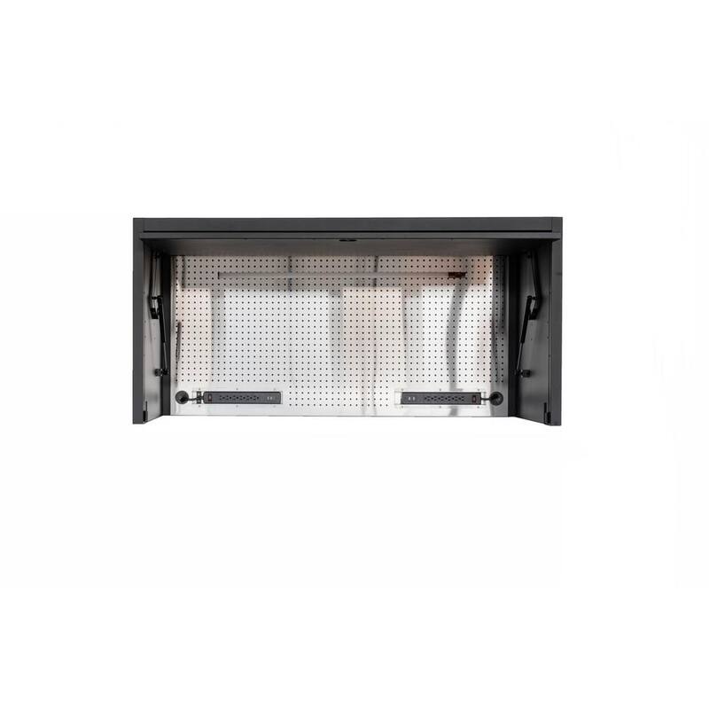 Husky 62 pulgadas de ancho x 24 pulgadas de profundidad Banco de trabajo móvil de 10 cajones de servicio pesado con parte superior de trabajo de acero inoxidable y combo de tocador en negro mate - HOTC6210BB1S