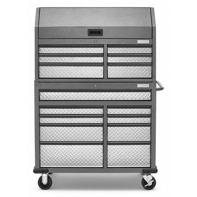Cofre de herramientas móvil Granite Hammered Combo de Gladiator con 15 cajones, 41 pulgadas de ancho x 25 pulgadas de profundidad - GATC4115JG
