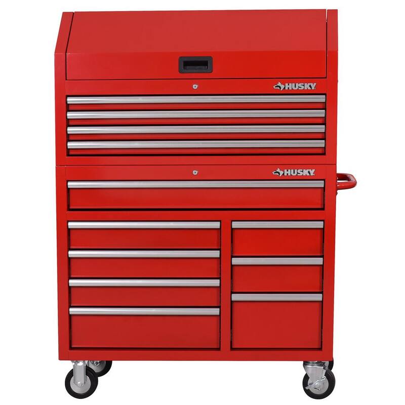 Cofre de herramientas rodante Husky Standard Duty de 42 pulgadas x 18 pulgadas con 12 cajones - Rojo