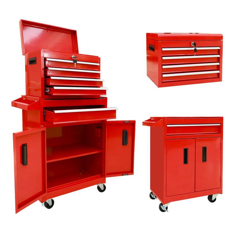 Torin 23 pulgadas de ancho x 11 pulgadas de profundidad 5 cajones de metal para almacenamiento de herramientas con ruedas y caja de herramientas superior removible - ATB201RB