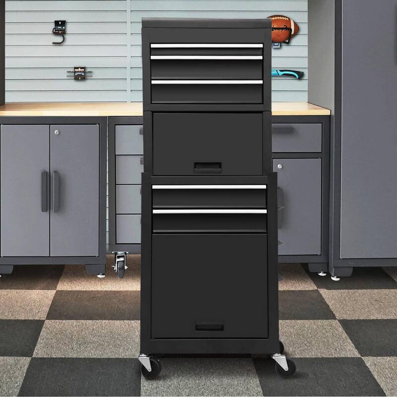 Torin 20 pulgadas de ancho x 13 pulgadas de profundidad Coche de herramientas rodante para casa y taller de garaje: Organizador de caja de herramientas 3 en 1 en negro - ATB225XBB.