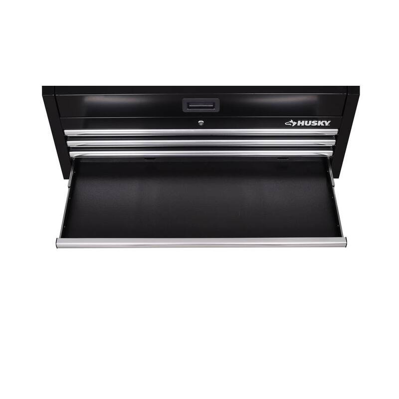 Almacenamiento de herramientas Husky 42 pulgadas de ancho x 18 pulgadas de profundidad, combo de cofre de herramientas negro de deber estándar - H42CH4TR8BLK