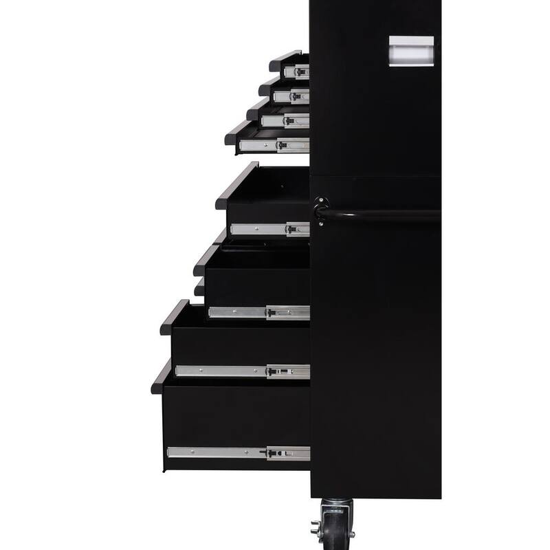 Almacenamiento de herramientas Husky 42 pulgadas de ancho x 18 pulgadas de profundidad, combo de cofre de herramientas negro de deber estándar - H42CH4TR8BLK