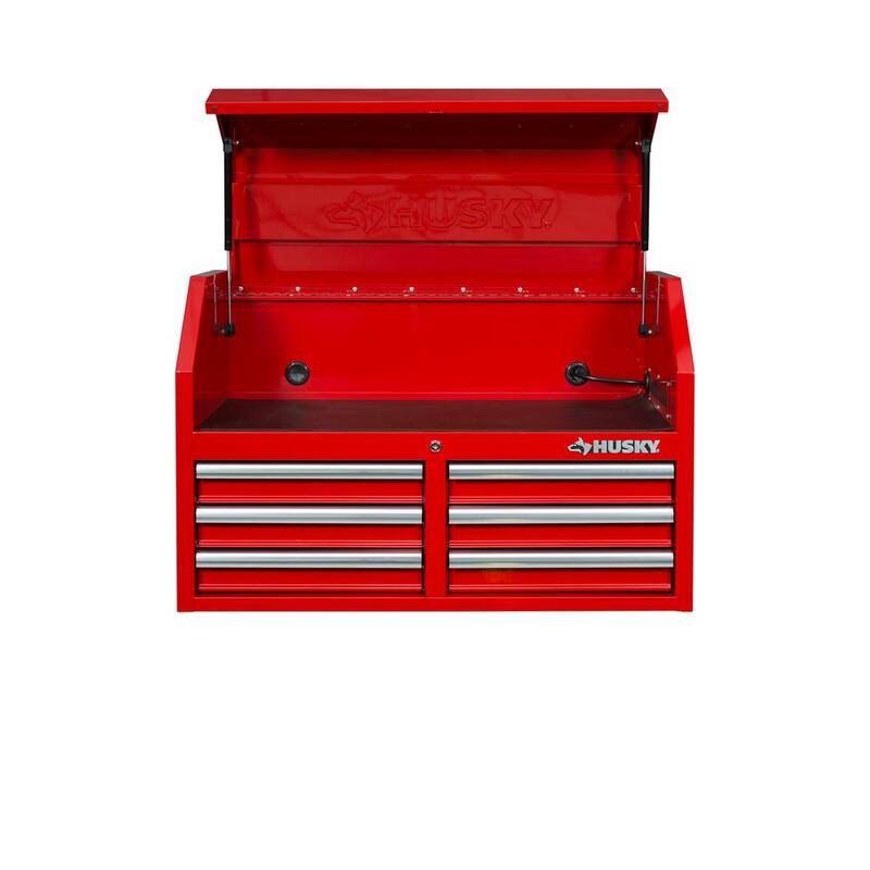 Husky 36 pulgadas de ancho x 18 pulgadas de profundidad 12 cajones Brillo Rojo Cofre y Gabinete Rodante de Herramientas Combo - UACT-H-360121