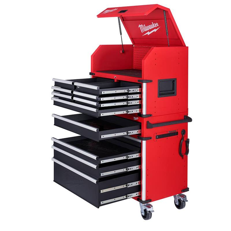 Milwaukee Gran capacidad 36 pulgadas de ancho x 22 pulgadas de profundidad 12 cajones carro de herramientas y gabinete de rodillos Combo - 48-22-8536