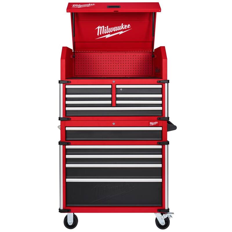 Milwaukee Gran capacidad 36 pulgadas de ancho x 22 pulgadas de profundidad 12 cajones carro de herramientas y gabinete de rodillos Combo - 48-22-8536