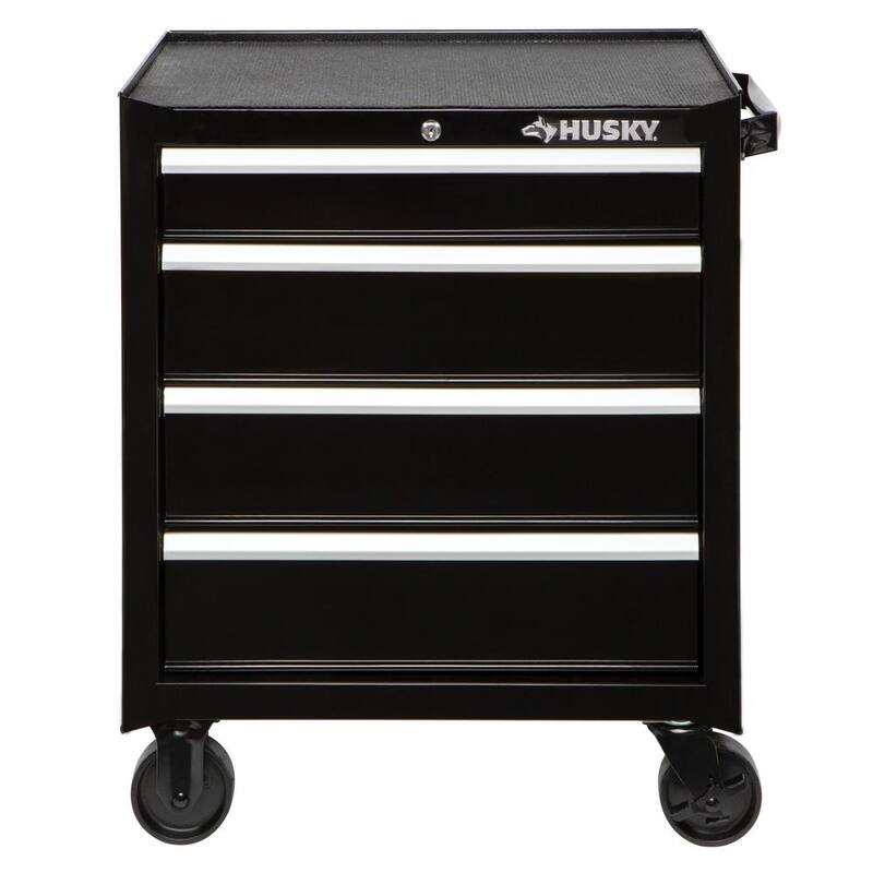 Gabinete de herramientas rodante estándar de 4 cajones, de deber estándar, en color negro brillante de 26.5 pulgadas de ancho por 18 pulgadas de profundidad - HKST98066BK