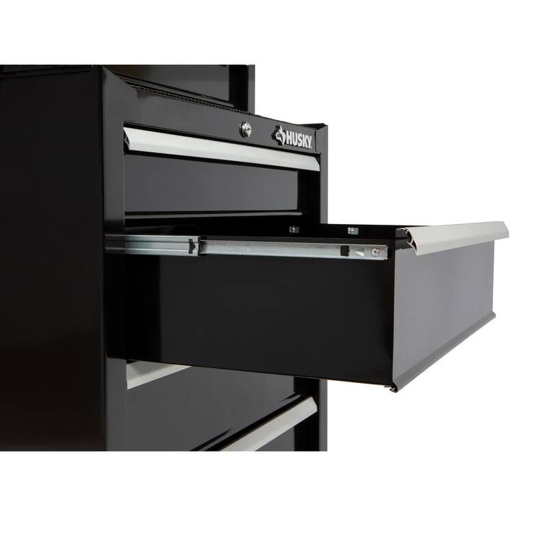 Gabinete de herramientas rodante estándar de 4 cajones, de deber estándar, en color negro brillante de 26.5 pulgadas de ancho por 18 pulgadas de profundidad - HKST98066BK