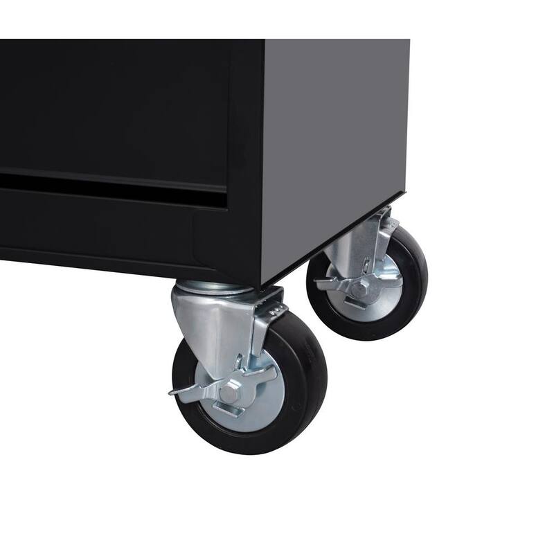 Almacenamiento de herramientas Husky 27 pulgadas de ancho x 18 pulgadas de profundidad con 5 cajones, gabinete de herramientas rodante en color negro brillante - H27TR5BLK