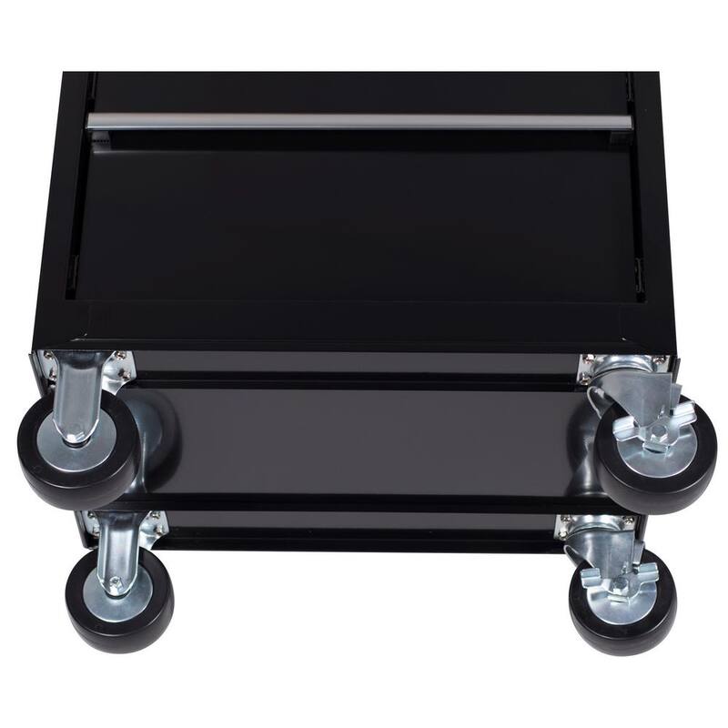 Almacenamiento de herramientas Husky 27 pulgadas de ancho x 18 pulgadas de profundidad con 5 cajones, gabinete de herramientas rodante en color negro brillante - H27TR5BLK