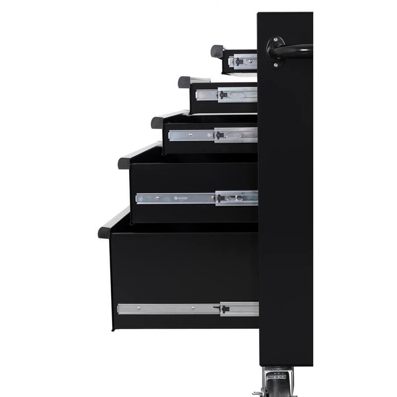 Almacenamiento de herramientas Husky 27 pulgadas de ancho x 18 pulgadas de profundidad con 5 cajones, gabinete de herramientas rodante en color negro brillante - H27TR5BLK
