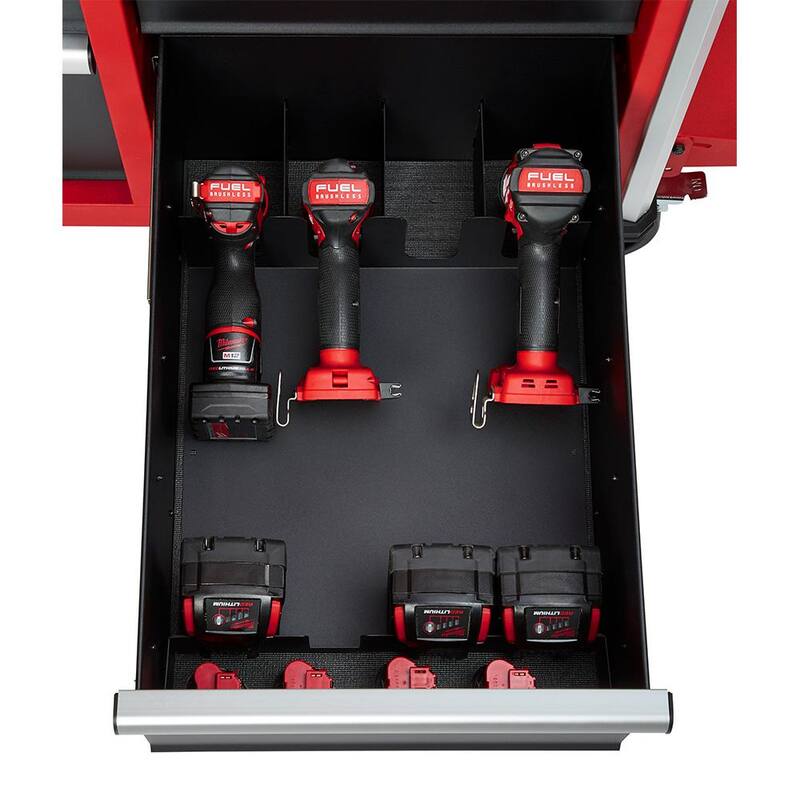 Milwaukee Gabinete de herramientas rodante de 10 cajones de alta capacidad de 56 pulgadas de ancho por 22 pulgadas de profundidad - 48-22-8557M