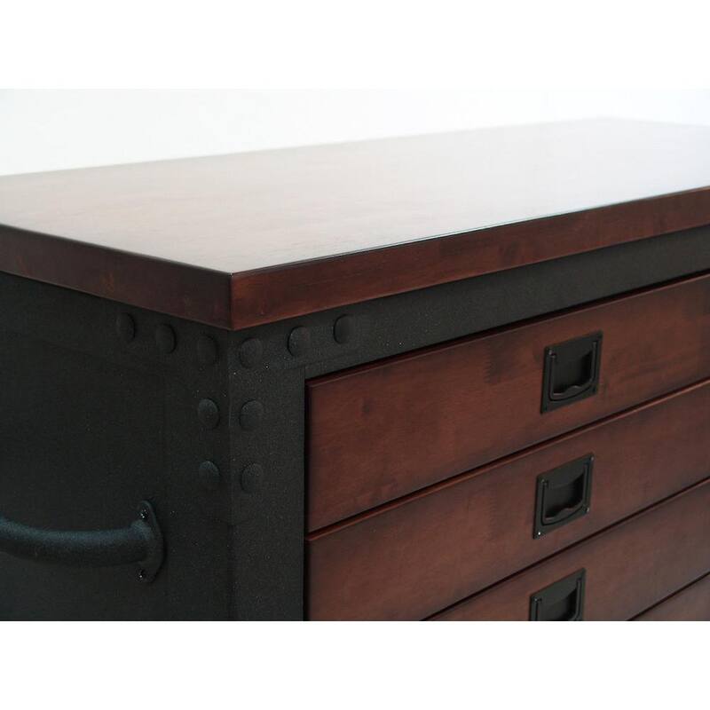 Gabinete rodante de cajones con cubierta de madera de 5 cajones de 36 pulgadas de ancho por 20 pulgadas de profundidad - 68006