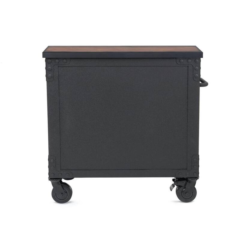 Gabinete rodante de cajones con cubierta de madera de 5 cajones de 36 pulgadas de ancho por 20 pulgadas de profundidad - 68006
