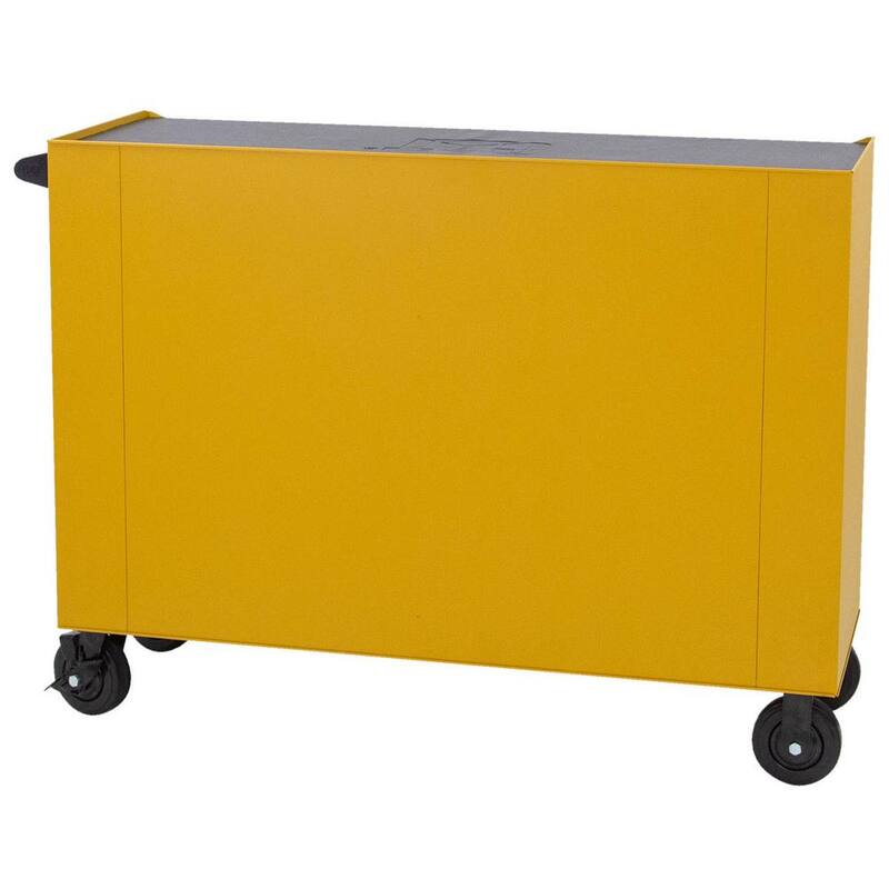 Gabinete de herramientas rodante CAT Heavy Duty de acero galvanizado de calibre 16 con sistema de bloqueo con llave - CT1CYR, 52 pulgadas de ancho x 18 pulgadas de profundidad y 11 cajones amarillos.