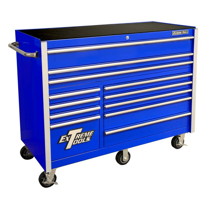 Herramientas Extreme Serie THD 55 in. W x 21 in. D 12-Drawer Gabinete de Ruedas para Herramientas en Azul - THD552112RCBL