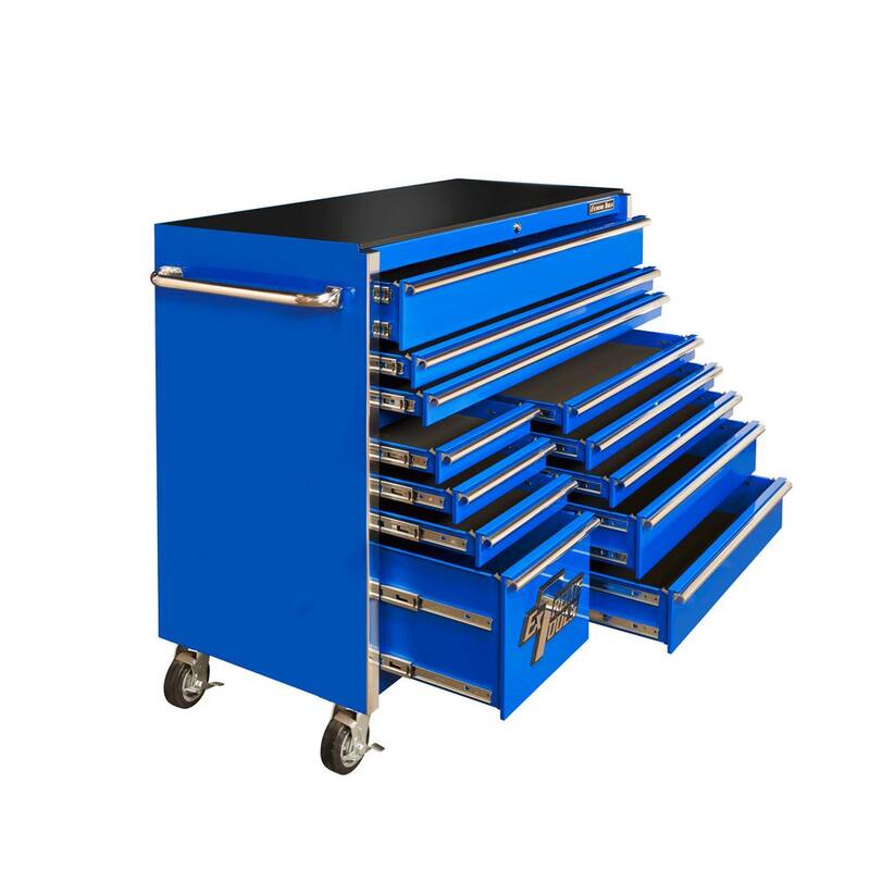 Herramientas Extreme Serie THD 55 in. W x 21 in. D 12-Drawer Gabinete de Ruedas para Herramientas en Azul - THD552112RCBL