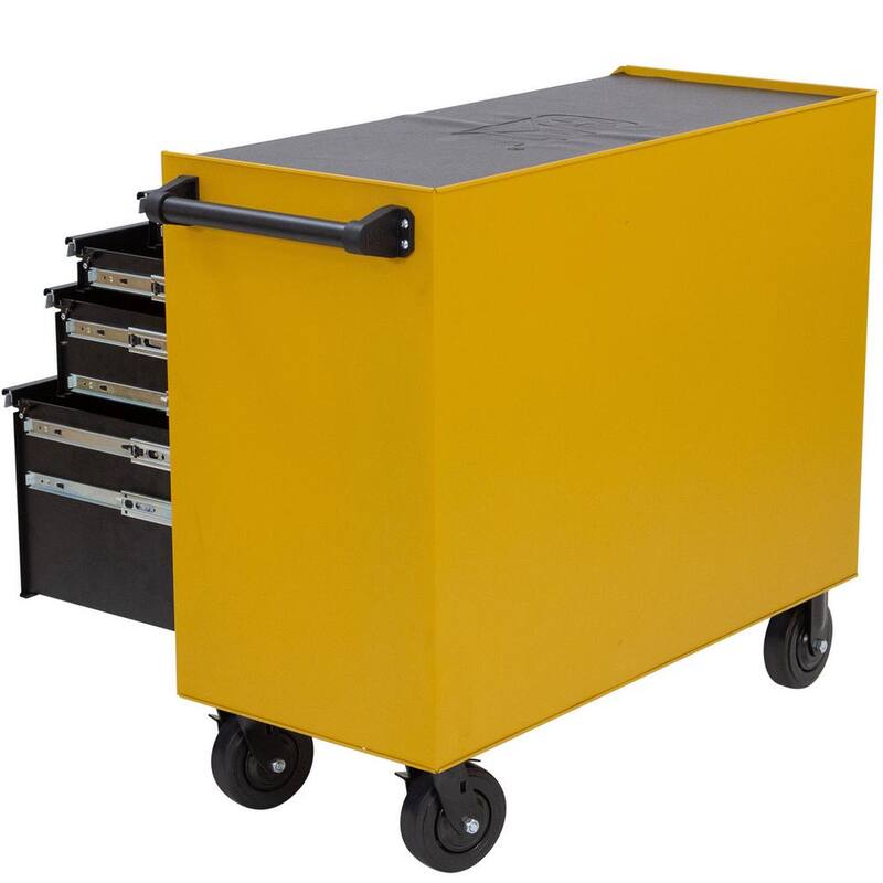 Gabinete para herramientas rodante CAT de acero calibre 16 amarillo de 41 pulgadas de ancho x 18 pulgadas de profundidad con sistema de cerradura con llave de 10 gavetas resistente. - CT1BYR