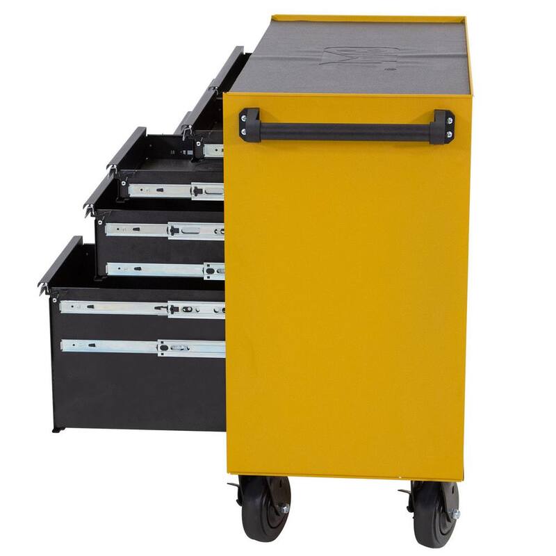 Gabinete para herramientas rodante CAT de acero calibre 16 amarillo de 41 pulgadas de ancho x 18 pulgadas de profundidad con sistema de cerradura con llave de 10 gavetas resistente. - CT1BYR