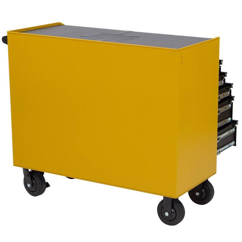 Gabinete para herramientas rodante CAT de acero calibre 16 amarillo de 41 pulgadas de ancho x 18 pulgadas de profundidad con sistema de cerradura con llave de 10 gavetas resistente. - CT1BYR
