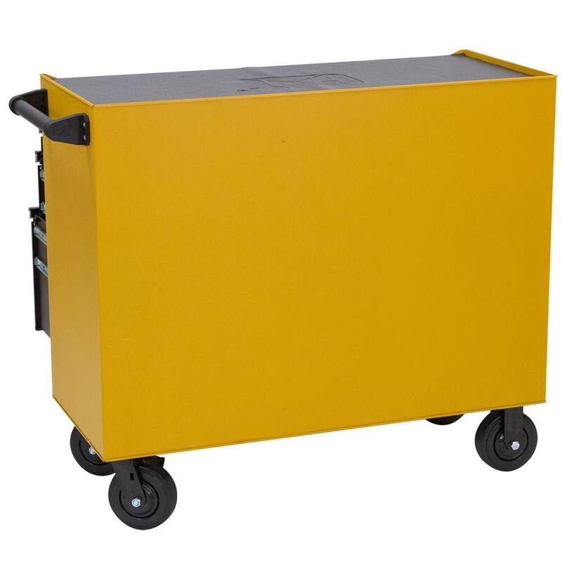 Gabinete para herramientas rodante CAT de acero calibre 16 amarillo de 41 pulgadas de ancho x 18 pulgadas de profundidad con sistema de cerradura con llave de 10 gavetas resistente. - CT1BYR