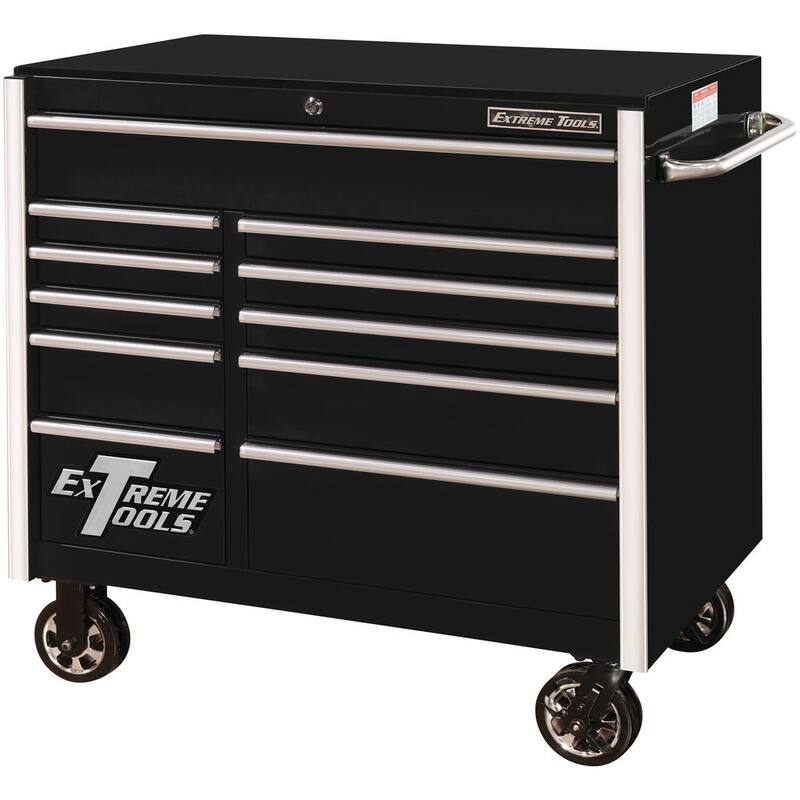 Herramienta Extreme Tools Serie RX 41 pulgadas de ancho x 25 pulgadas de profundidad 11 cajones Gabinete de rodillos Tool Chest en negro - RX412511RCBK