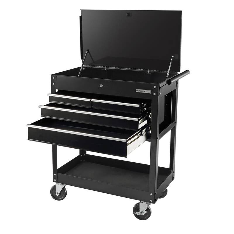 Gabinete de herramientas de 4 cajones y rodillos de 30 pulgadas en negro - 84-956