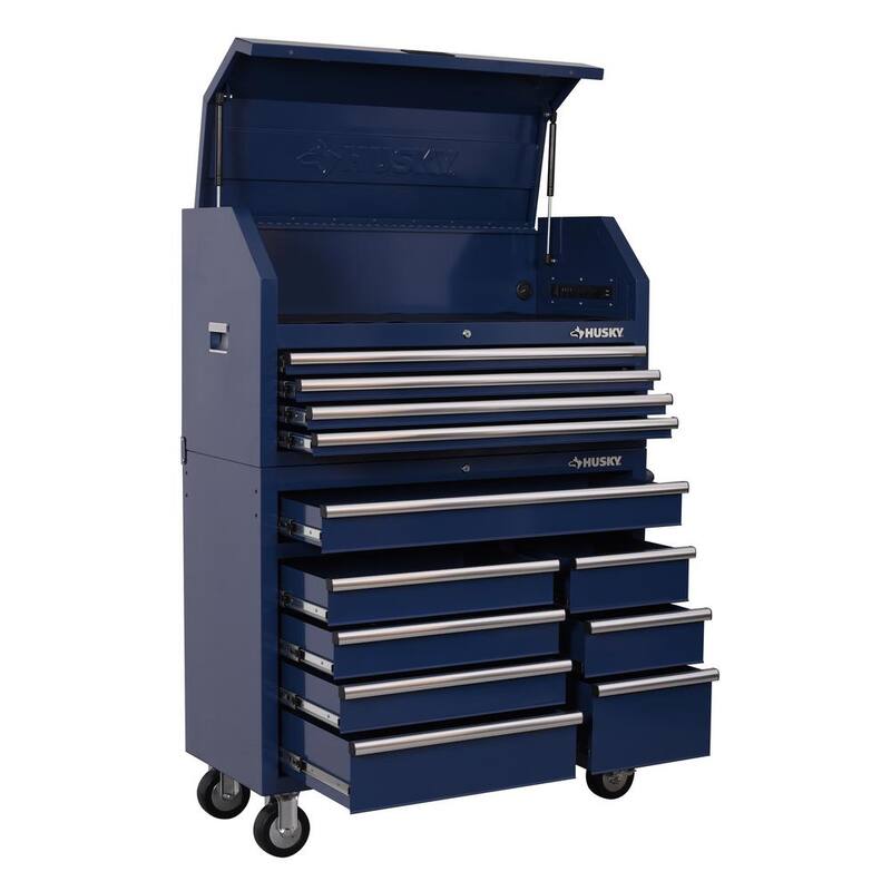 Gabinete de herramientas rodante Husky Standard Duty de 42 pulgadas con 8 cajones en color azul - H42TR8BLU