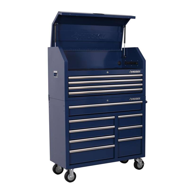 Gabinete de herramientas rodante Husky Standard Duty de 42 pulgadas con 8 cajones en color azul - H42TR8BLU