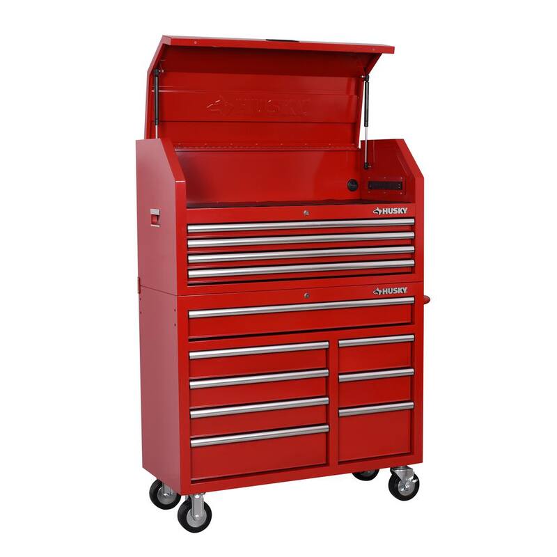 Gabinete para herramientas rodante rojo de 42 pulgadas con 8 cajones de servicio estándar Husky - H42TR8RED.