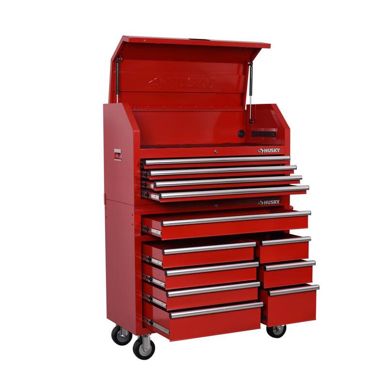 Gabinete para herramientas rodante rojo de 42 pulgadas con 8 cajones de servicio estándar Husky - H42TR8RED.