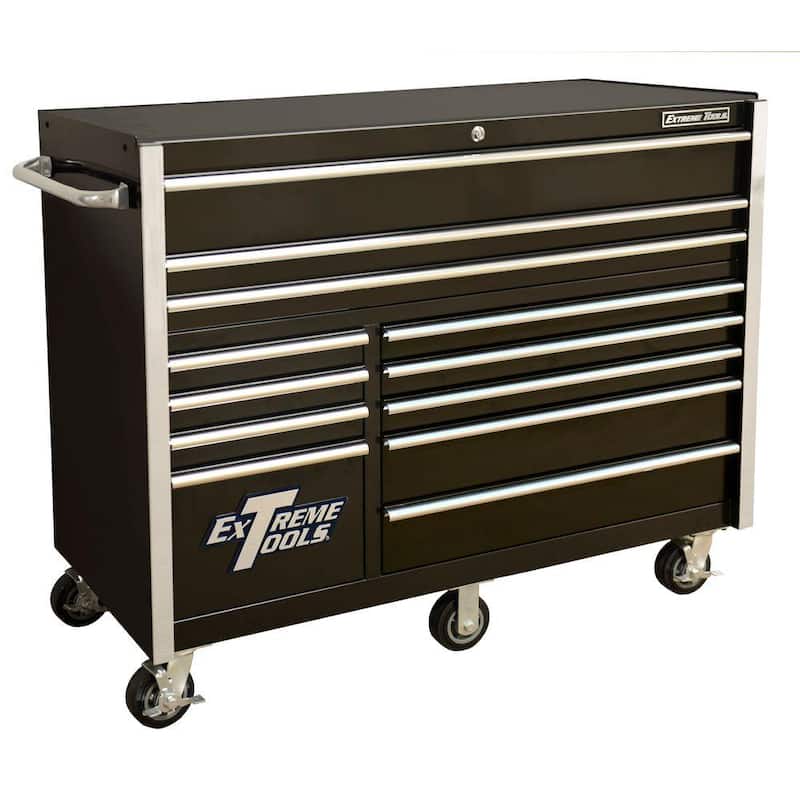 Extreme Tools THD Series 55 in. 12-Drawer Roller Cabinet Tool Chest in Black - THD552112RCBK

Herramienta de la serie THD de Extreme Tools de 55 pulgadas y 12 cajones en negro - THD552112RCBK