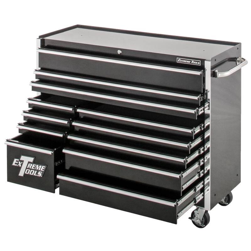 Extreme Tools THD Series 55 in. 12-Drawer Roller Cabinet Tool Chest in Black - THD552112RCBK

Herramienta de la serie THD de Extreme Tools de 55 pulgadas y 12 cajones en negro - THD552112RCBK