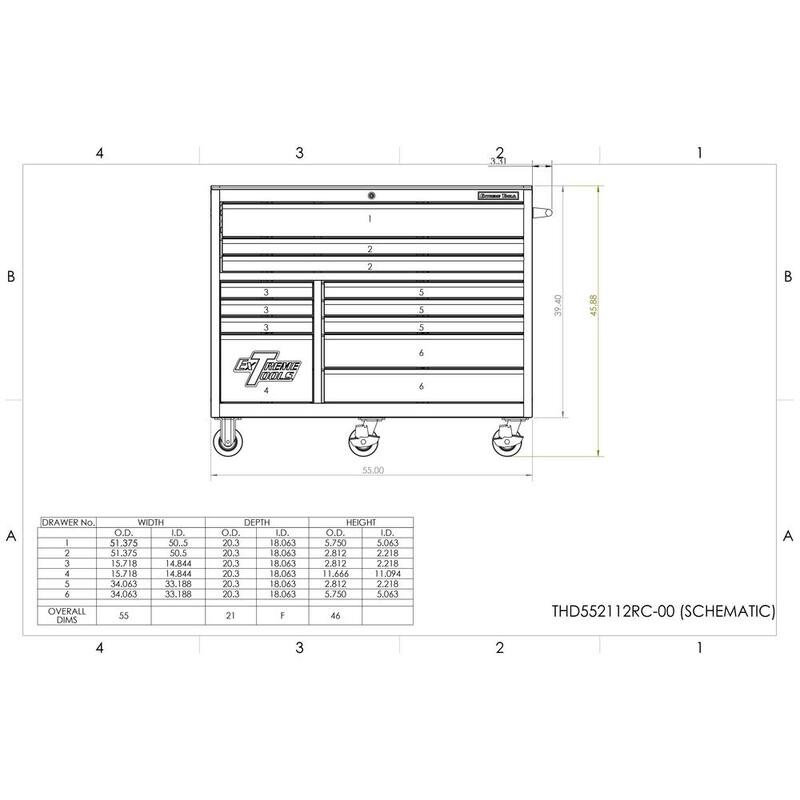 Extreme Tools THD Series 55 in. 12-Drawer Roller Cabinet Tool Chest in Black - THD552112RCBK

Herramienta de la serie THD de Extreme Tools de 55 pulgadas y 12 cajones en negro - THD552112RCBK