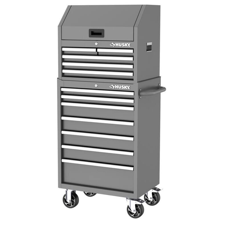 Gabinete de herramientas rodante gris de 27 pulgadas y 7 cajones de servicio estándar Husky - H27TR5GRY