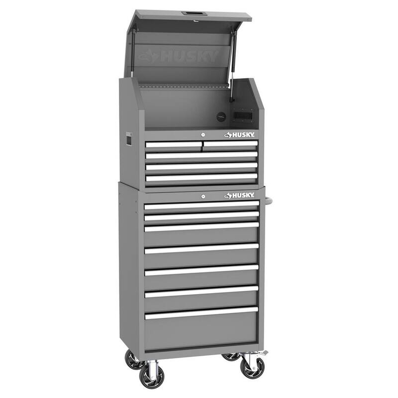 Gabinete de herramientas rodante gris de 27 pulgadas y 7 cajones de servicio estándar Husky - H27TR5GRY