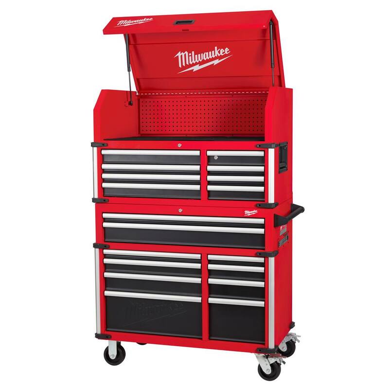 Almacenamiento de herramientas de gran capacidad de Milwaukee 41 pulgadas de ancho x 22 pulgadas de profundidad - cofre de herramientas con rodillos 48-22-8548