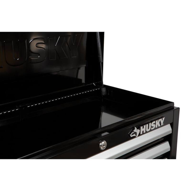 Cofre de herramientas superior Husky de 4 cajones estándar de 26 pulgadas de ancho por 12 pulgadas de profundidad en color negro brillante - HKST98065BK